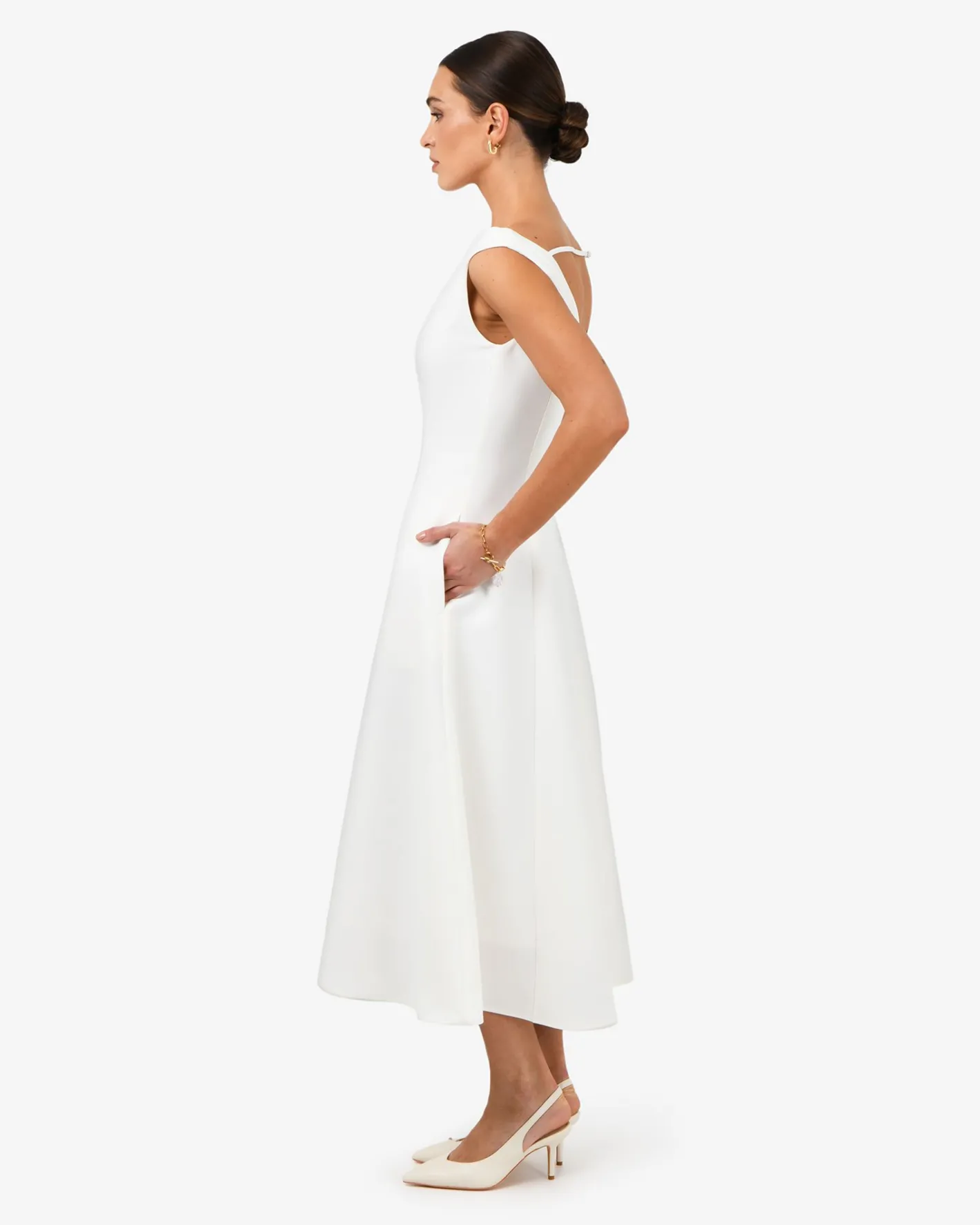 Forcast Yana V Neck Panel Dress Ivory Best