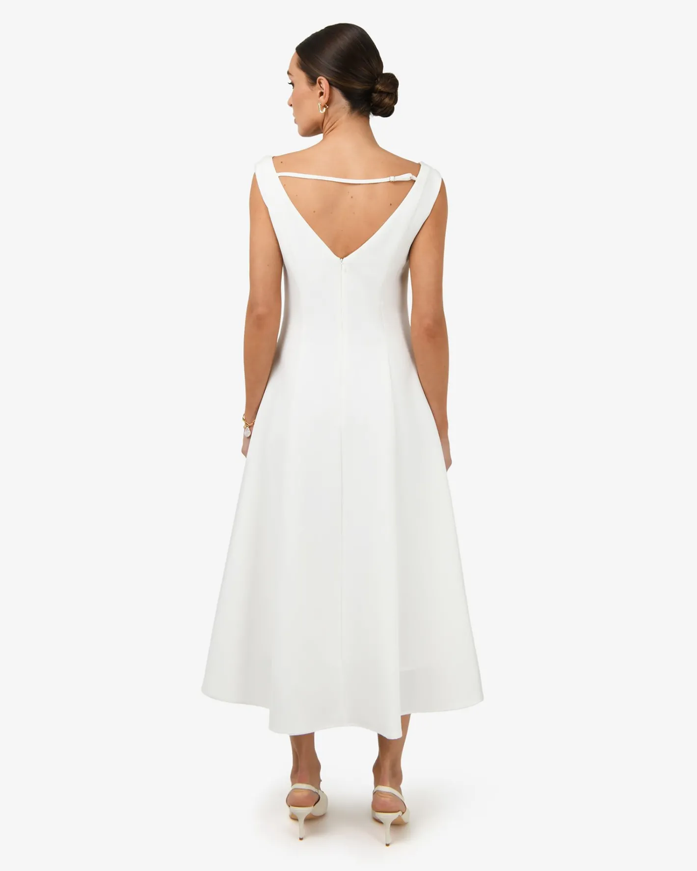 Forcast Yana V Neck Panel Dress Ivory Best