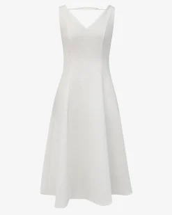Forcast Yana V Neck Panel Dress Ivory Best