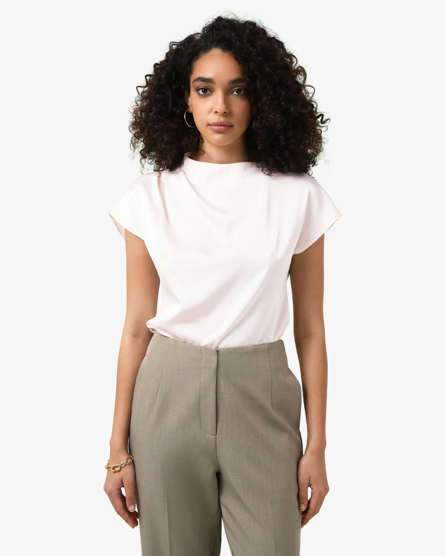 Forcast Zafina Pleated Draped Top Pearl Discount