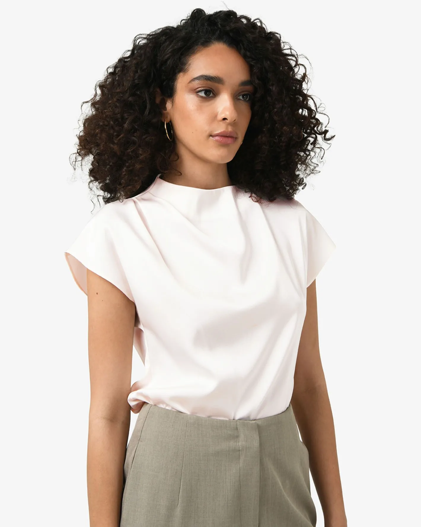Forcast Zafina Pleated Draped Top Pearl Discount