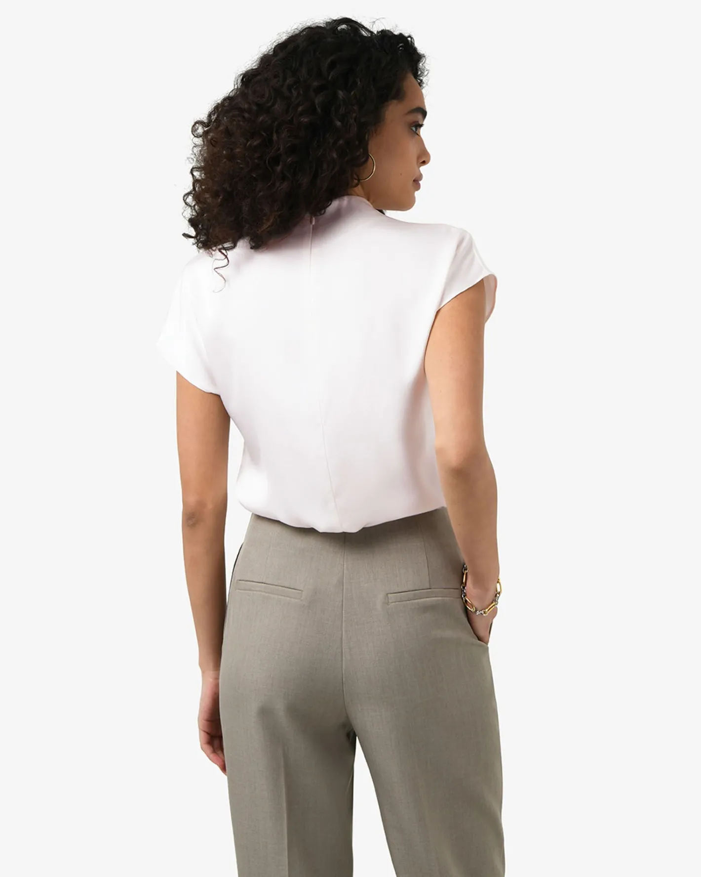 Forcast Zafina Pleated Draped Top Pearl Discount