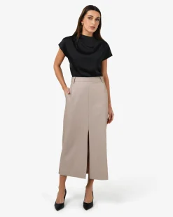 Forcast Zafina Pleated Draped Top Black Discount