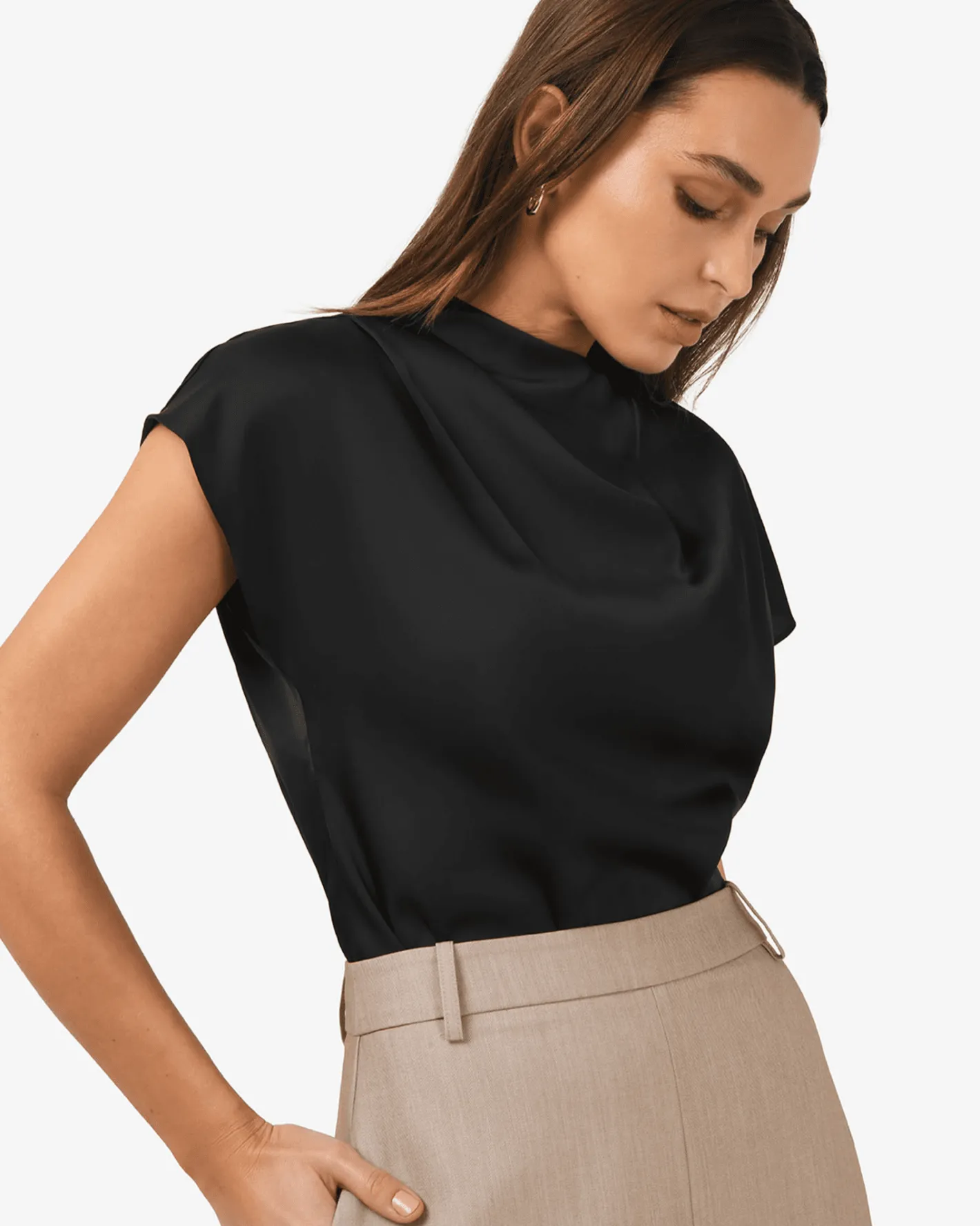 Forcast Zafina Pleated Draped Top Black Discount