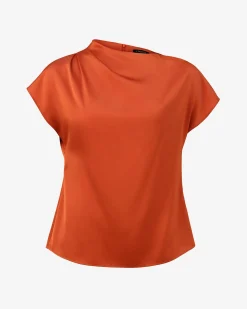Forcast Zafina Pleated Draped Top Burnt Orange