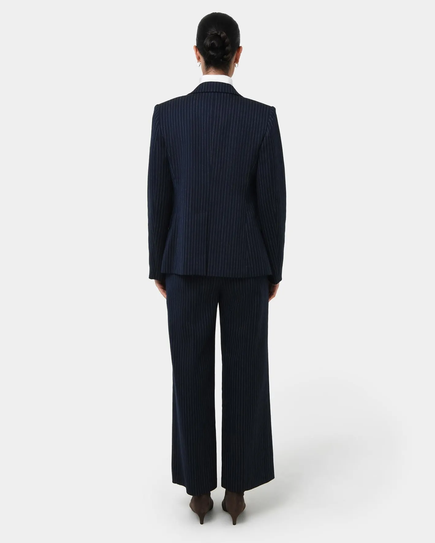 Forcast Zara Double Breasted Blazer Navy Pinstripe New
