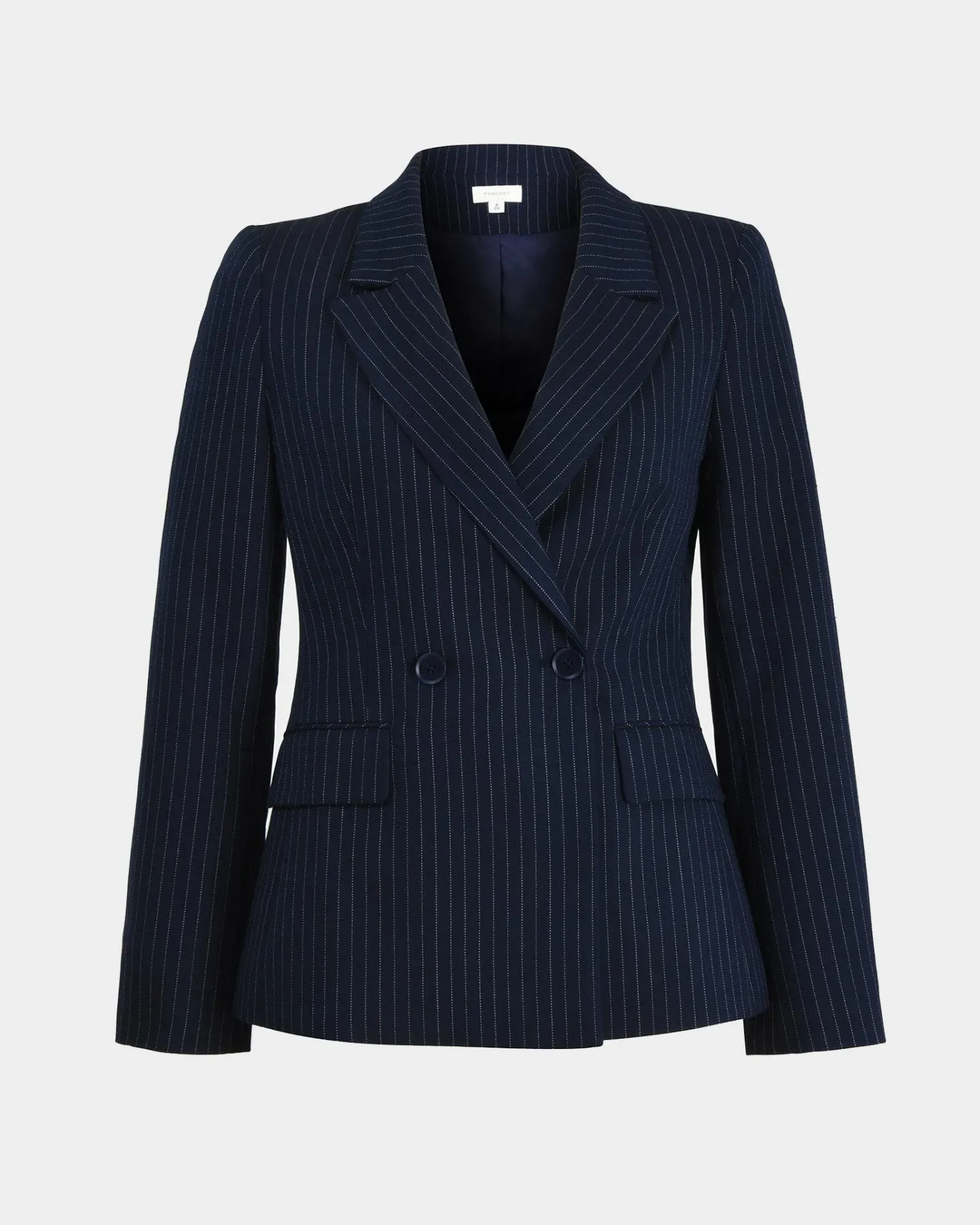 Forcast Zara Double Breasted Blazer Navy Pinstripe New