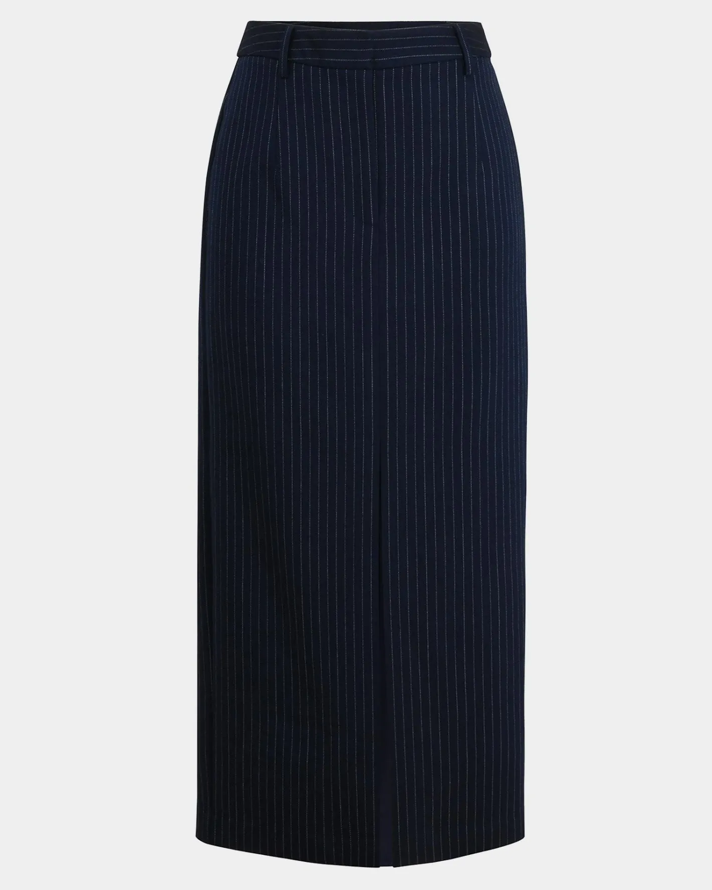 Forcast Zara Tailored Midi Skirt Navy Pinstripe Clearance